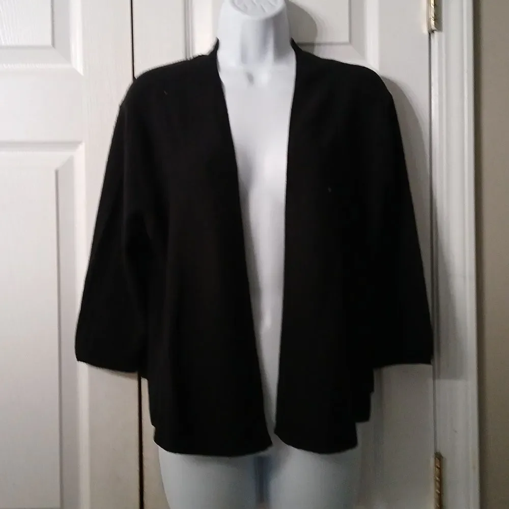 J.Jill black lightweight open front cardigan Sz L EUC